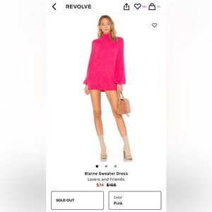 Lovers and Friends Blaine Sweater Dress in Pink, XS